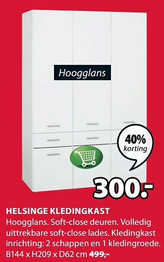 Aanbiedingen Helsinge kledingkast - Huismerk - Jysk - Geldig van 17/06/2019 tot 30/06/2019 bij Jysk
