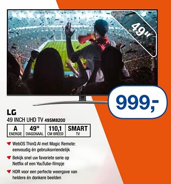 Aanbiedingen Lg 49 inch uhd tv 49sm8200 - LG - Geldig van 17/06/2019 tot 30/06/2019 bij Electro World