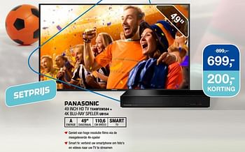 Aanbiedingen Panasonic 49 inch hd tv tx49fxw584 + 4k blu-ray speler ub154 - Panasonic - Geldig van 17/06/2019 tot 30/06/2019 bij Electro World