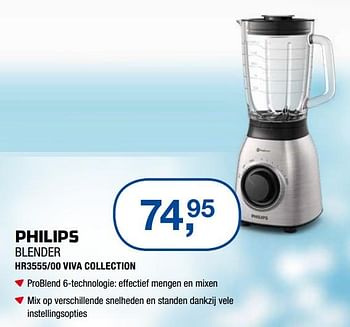 Aanbiedingen Philips blender hr3555-00 viva collection - Philips - Geldig van 17/06/2019 tot 30/06/2019 bij Electro World