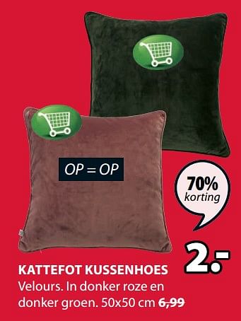 Aanbiedingen Kattefot kussenhoes - Huismerk - Jysk - Geldig van 17/06/2019 tot 30/06/2019 bij Jysk