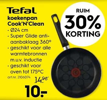Aanbiedingen Koekenpan cook n clean - Tefal - Geldig van 17/06/2019 tot 30/06/2019 bij Blokker