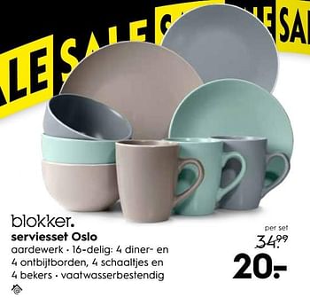 Aanbiedingen Serviesset oslo - Huismerk - Blokker - Geldig van 17/06/2019 tot 30/06/2019 bij Blokker