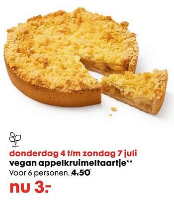 Aanbiedingen Vegan appelkruimeltaartje - Huismerk - Hema - Geldig van 17/06/2019 tot 07/07/2019 bij Hema