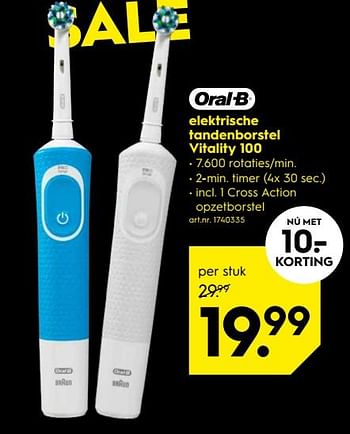 Aanbiedingen Oral-b eletrische tandenborstel vitality 100 - Oral-B - Geldig van 17/06/2019 tot 30/06/2019 bij Blokker
