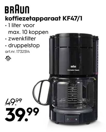 Aanbiedingen Braun koffiezetapparaat kf47-1 - Braun - Geldig van 17/06/2019 tot 30/06/2019 bij Blokker