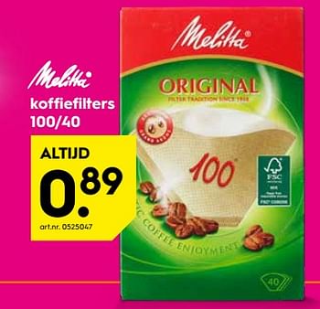 Aanbiedingen Koffiefilters 100-40 - Melitta - Geldig van 17/06/2019 tot 30/06/2019 bij Blokker