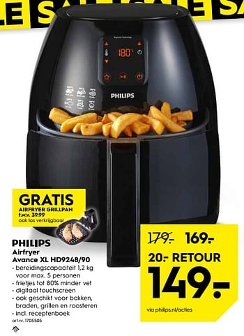 Aanbiedingen Philips airfryer avance xl hd9248-90 - Philips - Geldig van 17/06/2019 tot 30/06/2019 bij Blokker