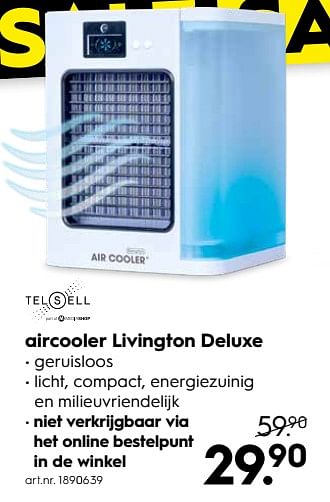 Aanbiedingen Telsell aircooler livington deluxe - Telsell - Geldig van 17/06/2019 tot 30/06/2019 bij Blokker