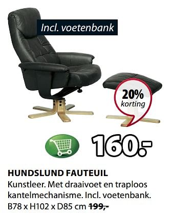 Aanbiedingen Hundslund fauteuil - Huismerk - Jysk - Geldig van 17/06/2019 tot 30/06/2019 bij Jysk