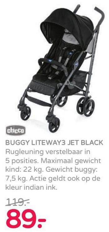 Aanbiedingen Buggy liteway3 jet black - Chicco - Geldig van 17/06/2019 tot 30/06/2019 bij Prenatal