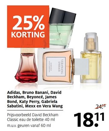 Aanbiedingen Adidas, bruno banani, david beckham, beyoncé, james bond, katy perry, gabriela sabatini, mexx en vera wang david beckham classic eau de toilette - David Beckham - Geldig van 17/06/2019 tot 30/06/2019 bij Etos