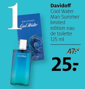 Aanbiedingen Davidoff cool water man summer limited edition eau de toilette - Davidoff - Geldig van 17/06/2019 tot 30/06/2019 bij Etos