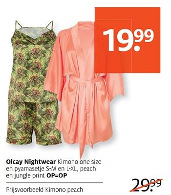 Aanbiedingen Olcay nightwear kimono peach - Huismerk - Etos - Geldig van 17/06/2019 tot 30/06/2019 bij Etos