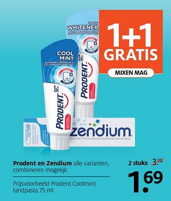 Aanbiedingen Prodent en zendium prodent coolmint tandpasta - Prodent - Geldig van 17/06/2019 tot 30/06/2019 bij Etos