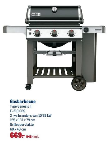 Aanbiedingen Gasbarbecue type genesis ii e-310 gbs - Weber - Geldig van 18/06/2019 tot 01/09/2019 bij Makro