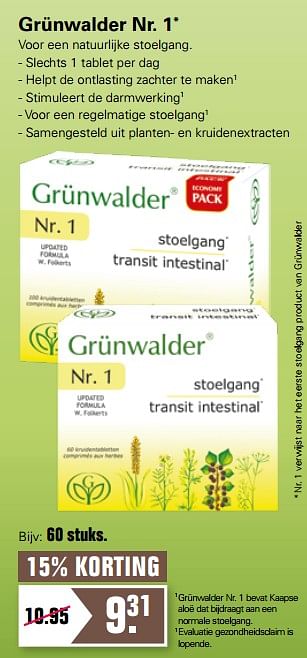 Aanbiedingen Grünwalder nr. 1 - Grunwalder - Geldig van 19/06/2019 tot 06/07/2019 bij De Online Drogist