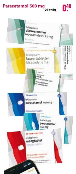 Aanbiedingen Paracetamol 500 mg - Leidapharm - Geldig van 19/06/2019 tot 06/07/2019 bij De Online Drogist
