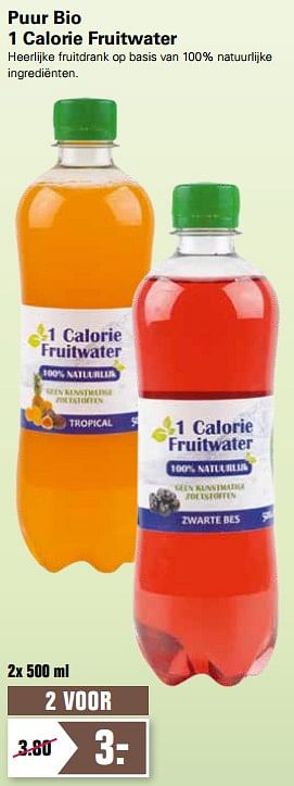 Aanbiedingen Puur bio 1 calorie fruitwater - Puur Bio - Geldig van 19/06/2019 tot 06/07/2019 bij De Online Drogist