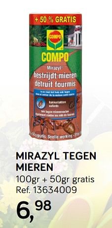 Aanbiedingen Mirazyl tegen mieren - Compo - Geldig van 25/06/2019 tot 23/07/2019 bij Supra Bazar