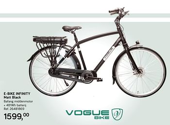 Aanbiedingen E-bike infinity matt black - Vogue Bike - Geldig van 25/06/2019 tot 23/07/2019 bij Supra Bazar