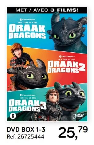 Aanbiedingen Dvd box dragons 1-3 - Huismerk - Supra Bazar - Geldig van 25/06/2019 tot 23/07/2019 bij Supra Bazar