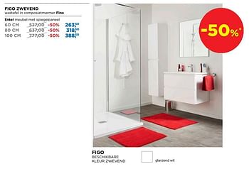 Aanbiedingen Figo zwevend wastafel in composietmarmer fino enkel meubel met spiegelpaneel - Linie - Geldig van 01/07/2019 tot 28/07/2019 bij X2O