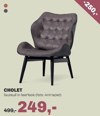 Aanbiedingen Cholet fauteuil in leerlook - Huismerk - Trendhopper - Geldig van 24/06/2019 tot 21/07/2019 bij Trendhopper