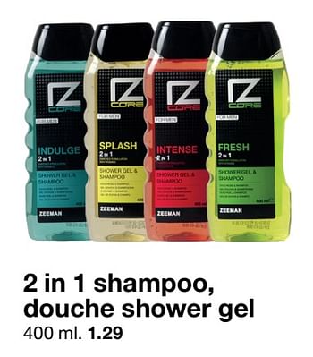 Aanbiedingen 2 in 1 shampoo, douche shower gel - IZ Core - Geldig van 22/06/2019 tot 28/06/2019 bij Zeeman