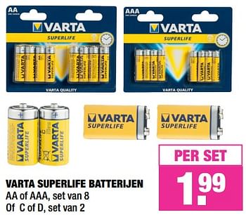 Aanbiedingen Varta superlife batterijen - Varta - Geldig van 01/07/2019 tot 14/07/2019 bij Big Bazar
