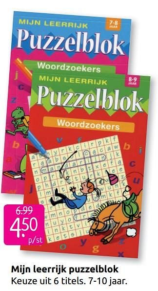 Aanbiedingen Mijn leerrijk puzzelblok - Huismerk - Boekenvoordeel - Geldig van 30/06/2019 tot 28/07/2019 bij Boekenvoordeel