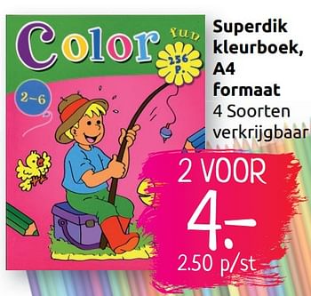 Aanbiedingen Superdik kleurboek, a4 formaat - Huismerk - Boekenvoordeel - Geldig van 30/06/2019 tot 28/07/2019 bij Boekenvoordeel