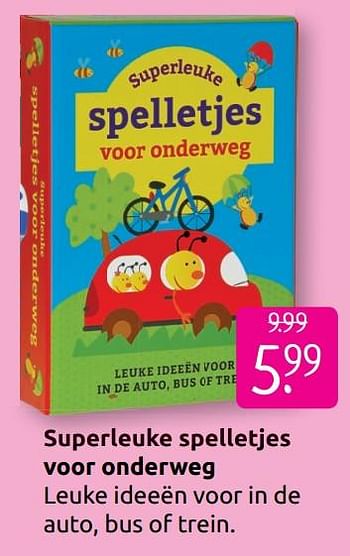 Aanbiedingen Superleuke spelletjes voor onderweg - Huismerk - Boekenvoordeel - Geldig van 30/06/2019 tot 28/07/2019 bij Boekenvoordeel