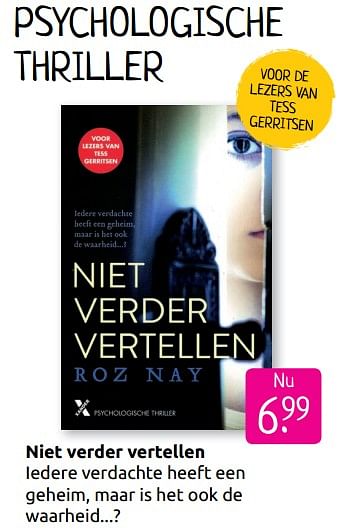 Aanbiedingen Psychologische thriller - Huismerk - Boekenvoordeel - Geldig van 30/06/2019 tot 28/07/2019 bij Boekenvoordeel
