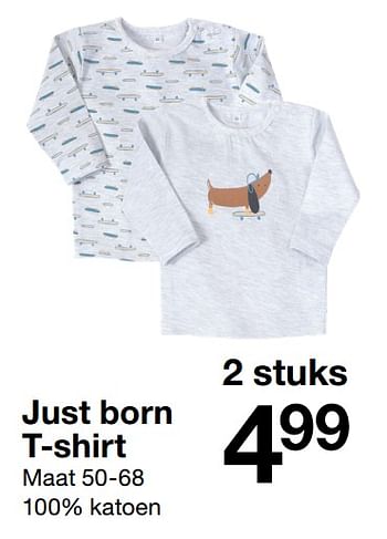 Aanbiedingen Just born t-shirt - Huismerk - Zeeman  - Geldig van 29/06/2019 tot 31/12/2019 bij Zeeman