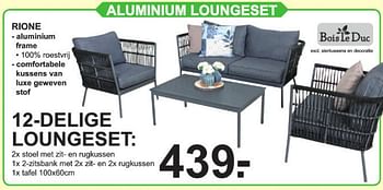 Aanbiedingen Aluminium loungeset rione 12-delige loungeset - Bois le Duc - Geldig van 01/07/2019 tot 20/07/2019 bij Van Cranenbroek