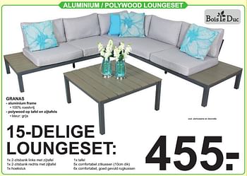Aanbiedingen Aluminium - polywood loungeset granas 15 - delige loungeset - Bois le Duc - Geldig van 01/07/2019 tot 20/07/2019 bij Van Cranenbroek