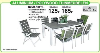 Aanbiedingen Aluminium - polywood tuinmeubelen navia tafel - Bois le Duc - Geldig van 01/07/2019 tot 20/07/2019 bij Van Cranenbroek