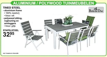 Aanbiedingen Aluminium - polywood tuinmeubelen stapelstoel - Bois le Duc - Geldig van 01/07/2019 tot 20/07/2019 bij Van Cranenbroek