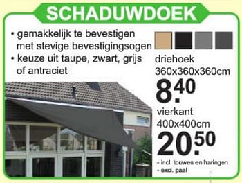Aanbiedingen Schaduwdoek - Huismerk - Van Cranenbroek - Geldig van 01/07/2019 tot 20/07/2019 bij Van Cranenbroek