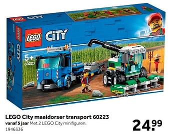 Aanbiedingen Lego city maaidorser transport 60223 - Lego - Geldig van 01/07/2019 tot 28/07/2019 bij Intertoys