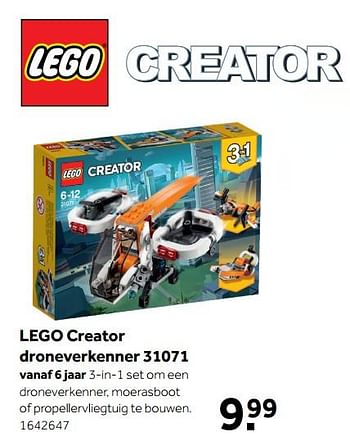Aanbiedingen Lego creator droneverkenner 31071 - Lego - Geldig van 01/07/2019 tot 28/07/2019 bij Intertoys