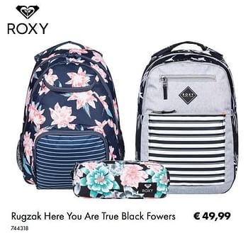 Aanbiedingen Rugzak here you are true black fowers - Roxy - Geldig van 02/07/2019 tot 31/08/2019 bij Multi Bazar