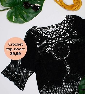 Aanbiedingen Crochet top zwart - Huismerk - MS Mode - Geldig van 06/07/2019 tot 31/08/2019 bij MS Mode