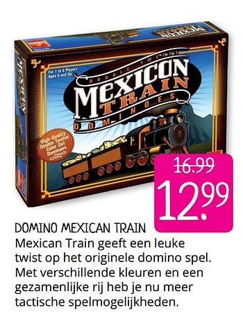 Aanbiedingen Domino mexican train - Goliath - Geldig van 14/07/2019 tot 21/07/2019 bij Boekenvoordeel
