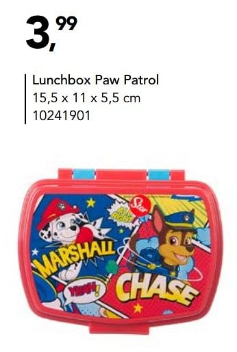 Aanbiedingen Lunchbox paw patrol - PAW  PATROL - Geldig van 19/07/2019 tot 08/09/2019 bij Bristol