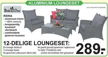 Aanbiedingen Aluminium loungeset reina 12-delige loungeset - Bois le Duc - Geldig van 15/07/2019 tot 03/08/2019 bij Van Cranenbroek