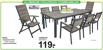 Aanbiedingen Aluminium - polywood tuinmeubelen fabara tafel cerreto - Bois le Duc - Geldig van 15/07/2019 tot 03/08/2019 bij Van Cranenbroek