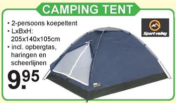 Aanbiedingen Camping tent - Sport Valley - Geldig van 15/07/2019 tot 03/08/2019 bij Van Cranenbroek