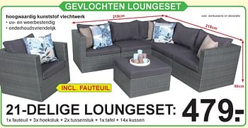 Aanbiedingen Gevlochten loungeset 21-delige loungeset - Huismerk - Van Cranenbroek - Geldig van 15/07/2019 tot 03/08/2019 bij Van Cranenbroek